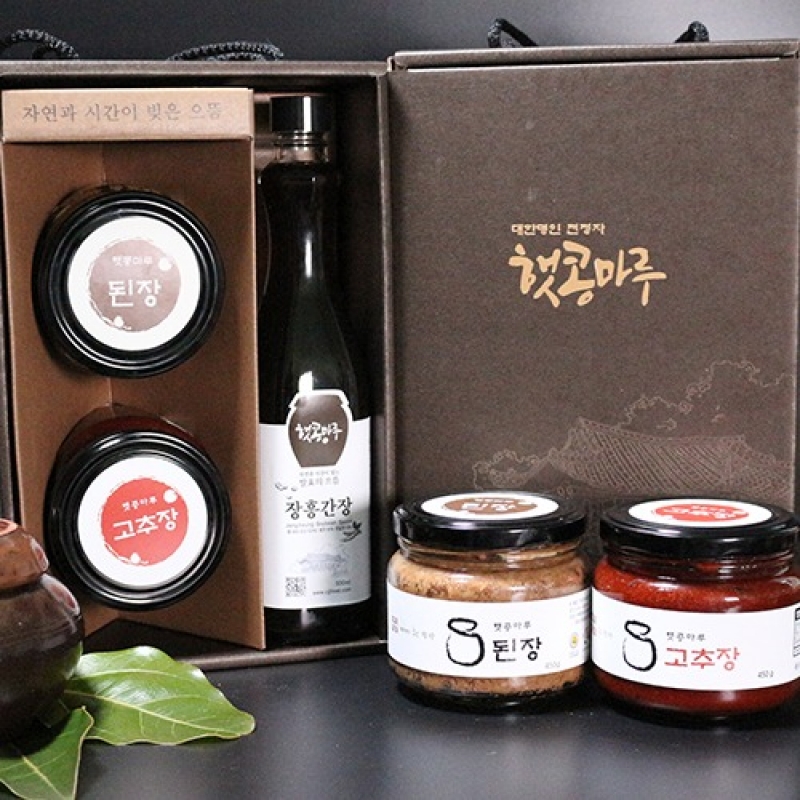 (장흥식품) 햇콩마루 전통장 3종 세트 (된장+고추장+간장)