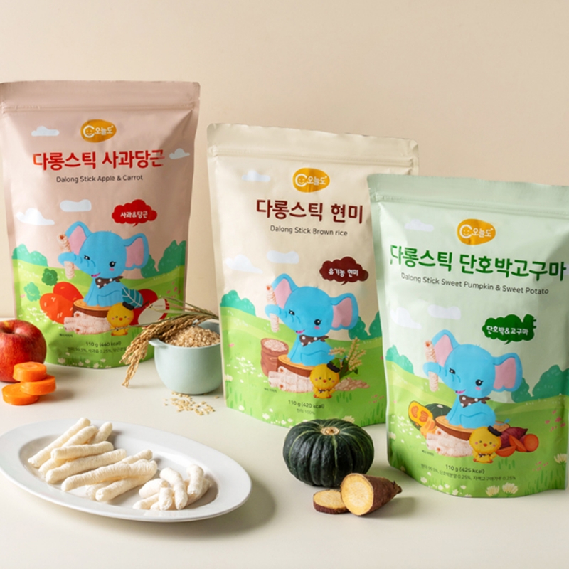 (담양장터) 유기농 재료로만든 아이들간식 (현미/단호박/사과당근스틱)25g